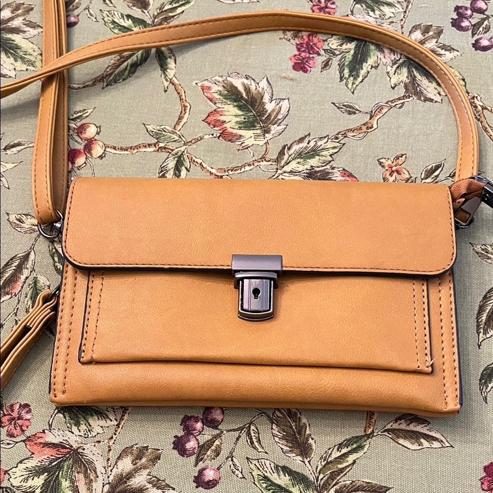 Tan Vegan Leather Crossbody Bag